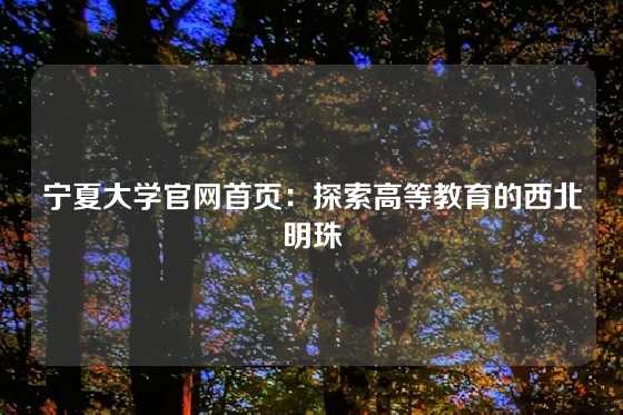 宁夏大学官网首页：探索高等教育的西北明珠