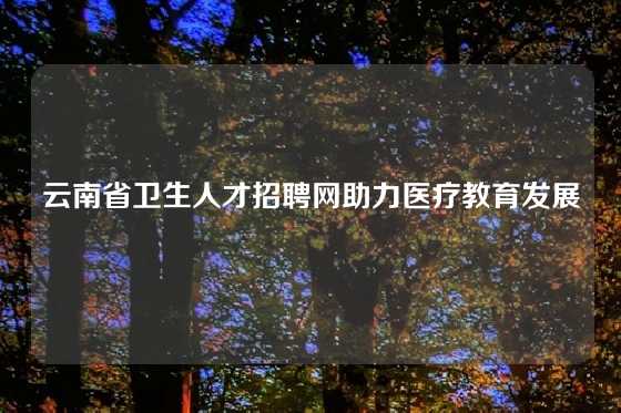 云南省卫生人才招聘网助力医疗教育发展
