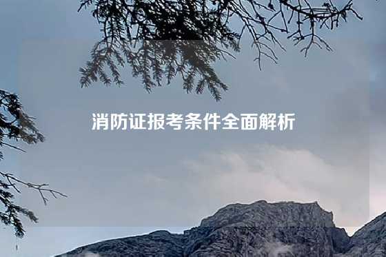 消防证报考条件全面解析